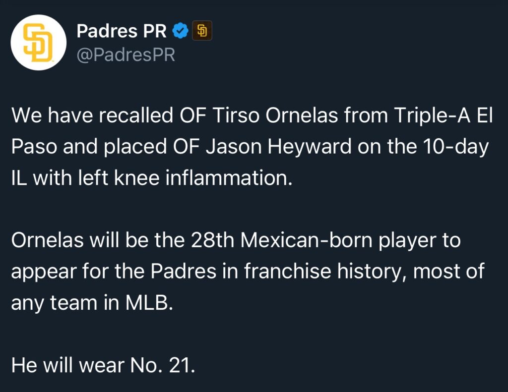 Tirso Ornelas debut MLB Padres
