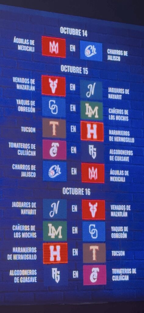 Juegos inaugurales liga arco mexicana del pacífico 2025-2026